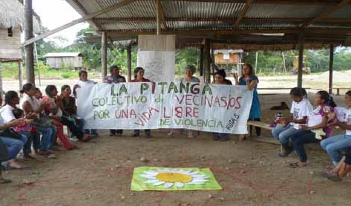 colectivo la Pitanga en el campamento indigeno Tzawata , Ecuador.Taller sobre vi